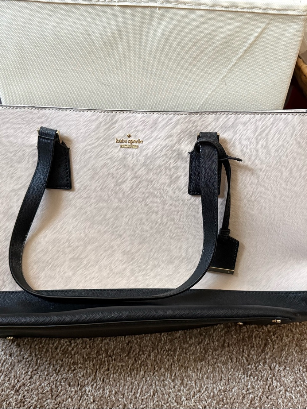 kate spade Two-Tone Black and Cream Leather Tote